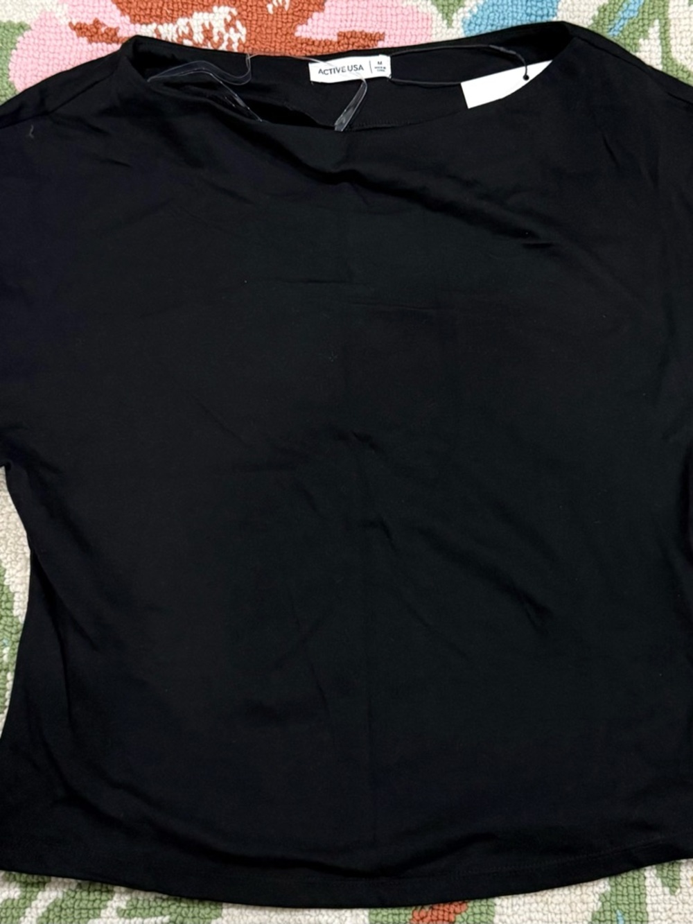 Active USA Black Short Sleeve Crew Neck Tee